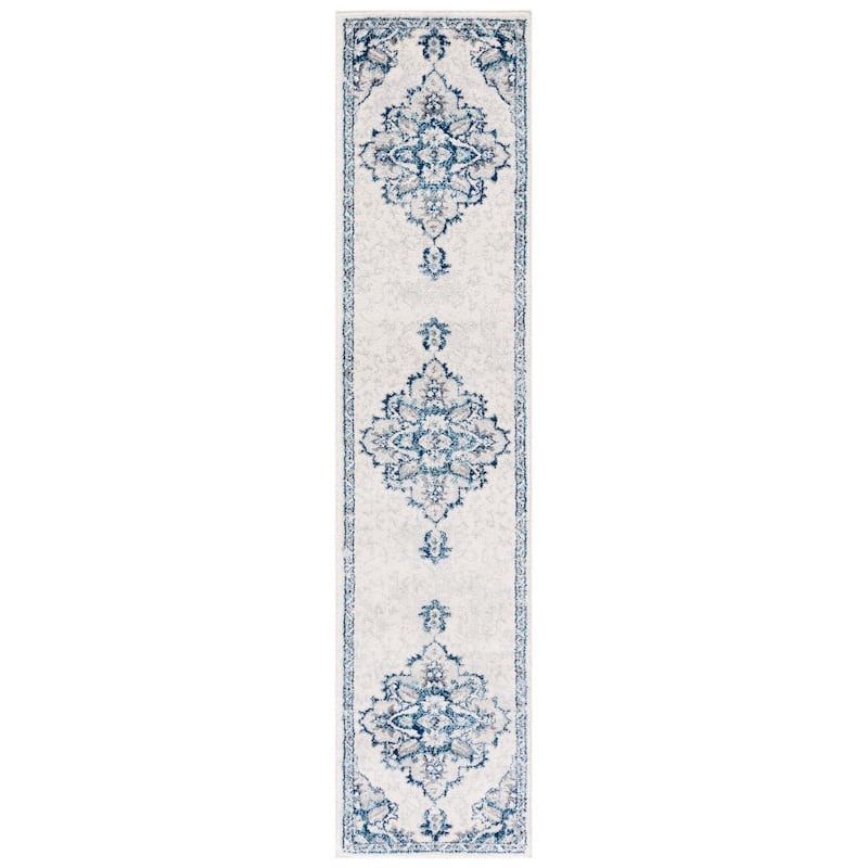 SAFAVIEH Tulum Luissa Bohemian & Eclectic Rug - 2' x 9' Runner - Ivory/Blue