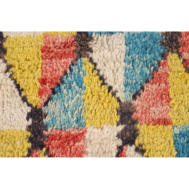 All-Over Moroccan Area Rug Handmade Wool Carpet - 8'11" x 12'9"