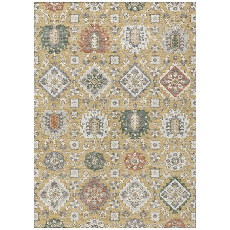 Machine Washable Indoor/Outdoor Boho Global Chantille Rug