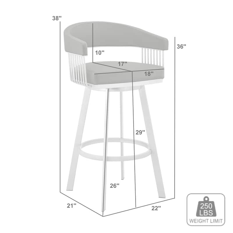 Bronson Brushed Stainless Steel Upholstered Bar Height Swivel Stool with Arms