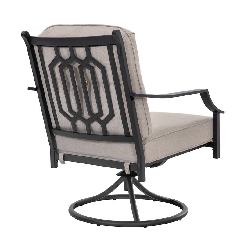 2-Piece Outdoor Swivel Patio Sofas with Thick Olefin Cushions and Wide Seat