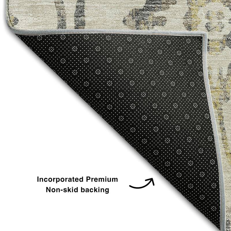 Premium Washable Super Soft Floral Damask Mayfield Rug