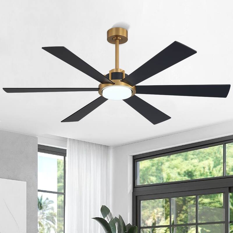 MLiAN Ceiling Fan 60inch Playwood Blades Remote Control 6-Speed DC with Integrated LED - 60''