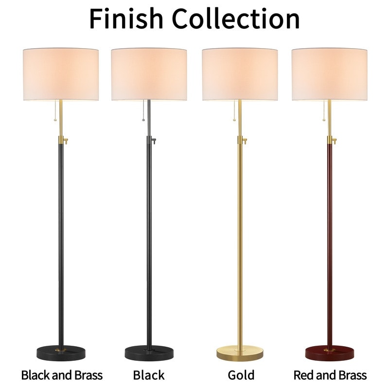 KAWOTI 65" Adjustable Standard Floor Lamp with White Drum Shade
