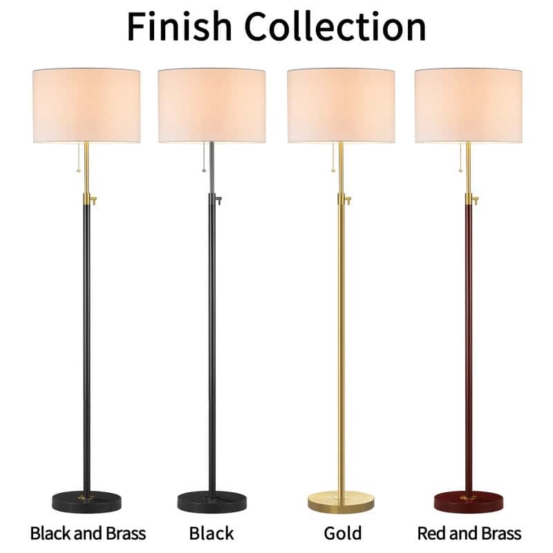 KAWOTI 65" Adjustable Standard Floor Lamp with White Drum Shade