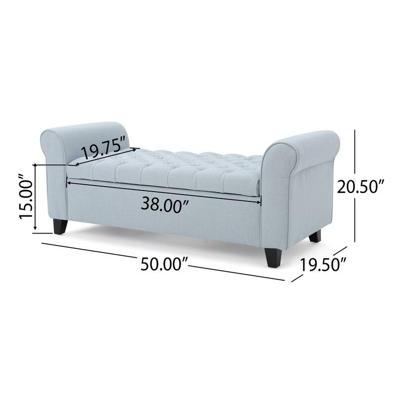 Keiko Contemporary Rolled Arm Fabric Storage Ottoman Bench by Christopher Knight Home - 50.00" L x 19.50" W x 20.50" H