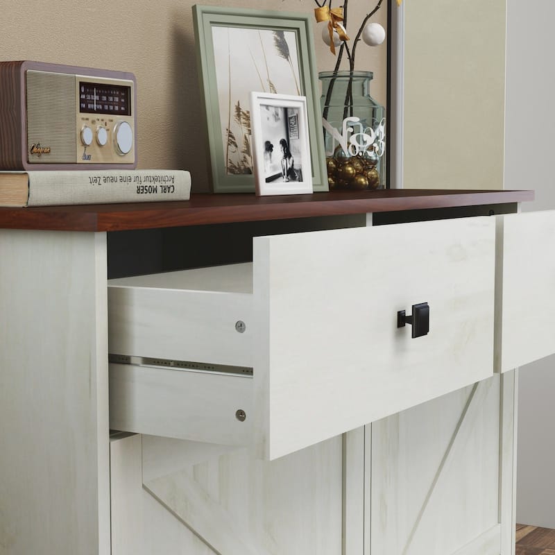 Farmhouse Double Tilt Out Trash Cabinet with Drawer for Kitchen Laundry