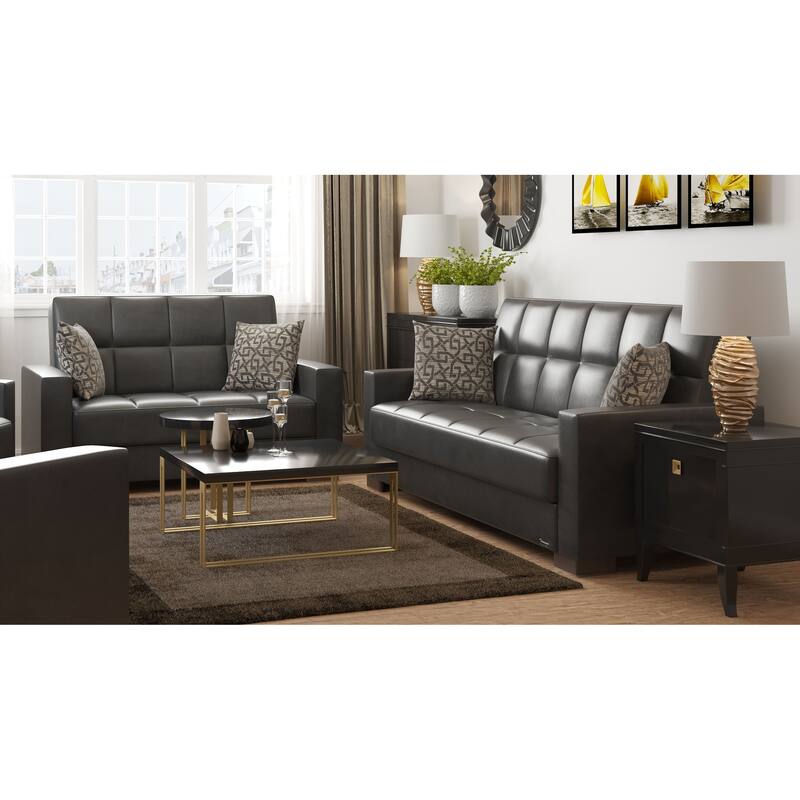 Collection Upholstered Convertible Loveseat With Storage