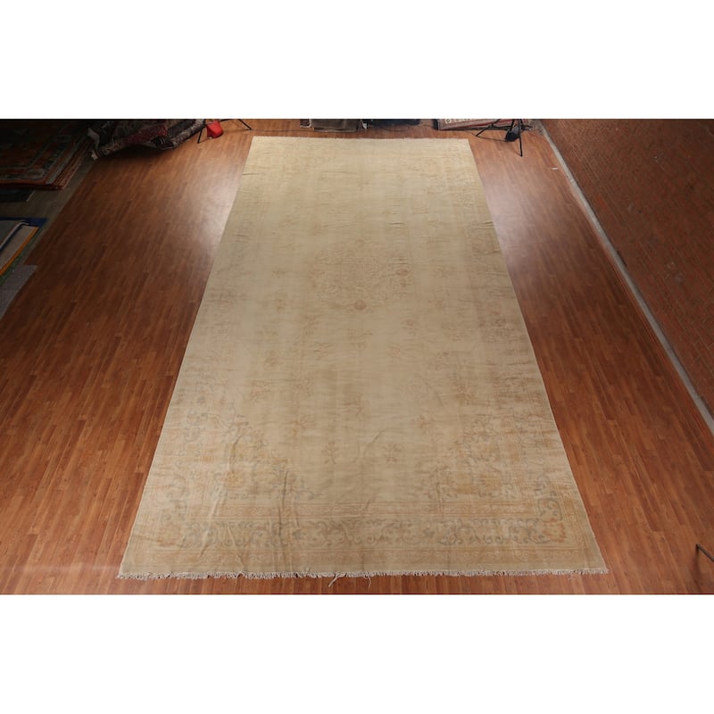 Palace Size Oushak Turkish Antique Area Rug Handmade Wool Carpet - 11'10"x 21'7"