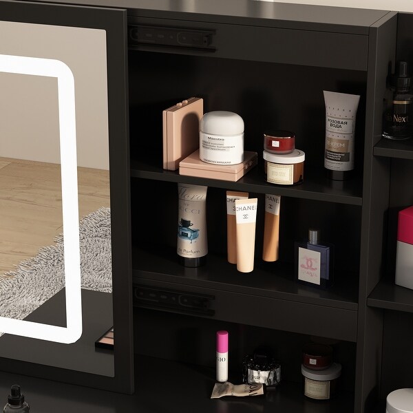 39.4 Wide Makeup Vanity Set with Stool and Mirror On Sale