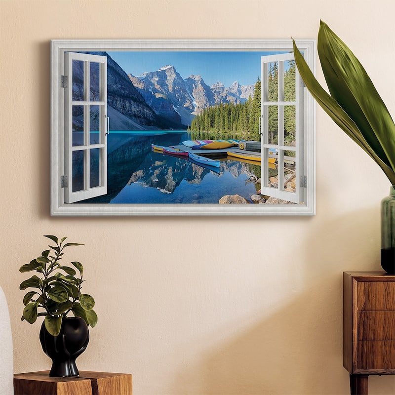 Banff Canoe Premium Gallery Wrapped Canvas - Ready to Hang
