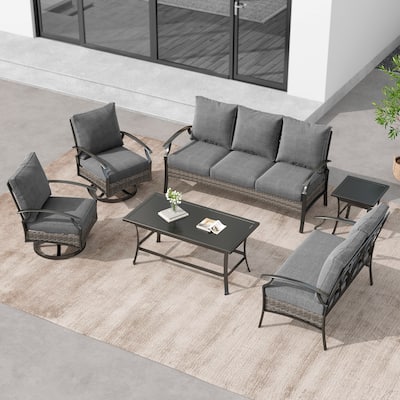 6-Piece Patio Sofa Furniture Set Outdoor Seating Group with Cushions