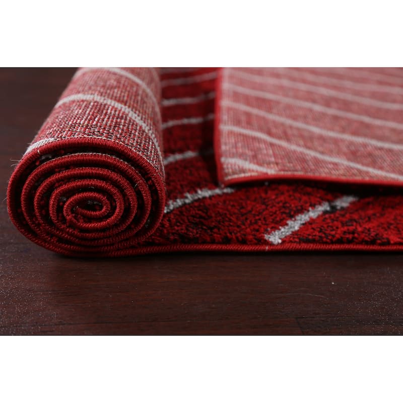 Red Chevron Style Transitional Oriental Turkish Rug Modern Carpet