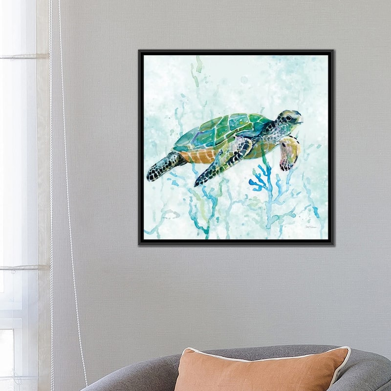 iCanvas "Sea Turtle Swim I" by Carol Robinson Framed Canvas Print