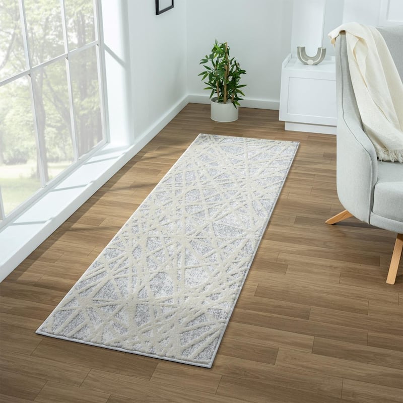 Luxe Weavers Geometric Abstract Lines Area Rug - 2x7 - Gray