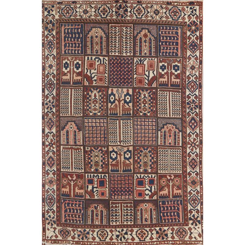 Garden Design Bakhtiari Vintage Persian Area Rug Handmade Wool Carpet - 6'9" x 10'3"