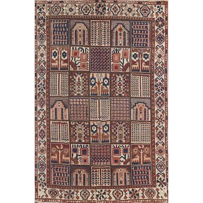 Garden Design Bakhtiari Vintage Persian Area Rug Handmade Wool Carpet - 6'9" x 10'3"
