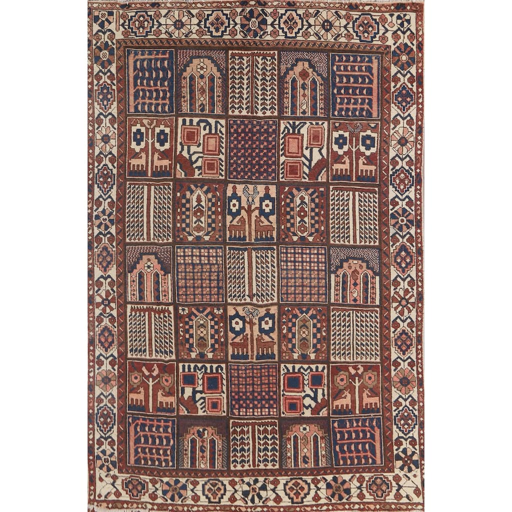 Garden Design Bakhtiari Vintage Persian Area Rug Handmade Wool Carpet - 6'9" x 10'3"