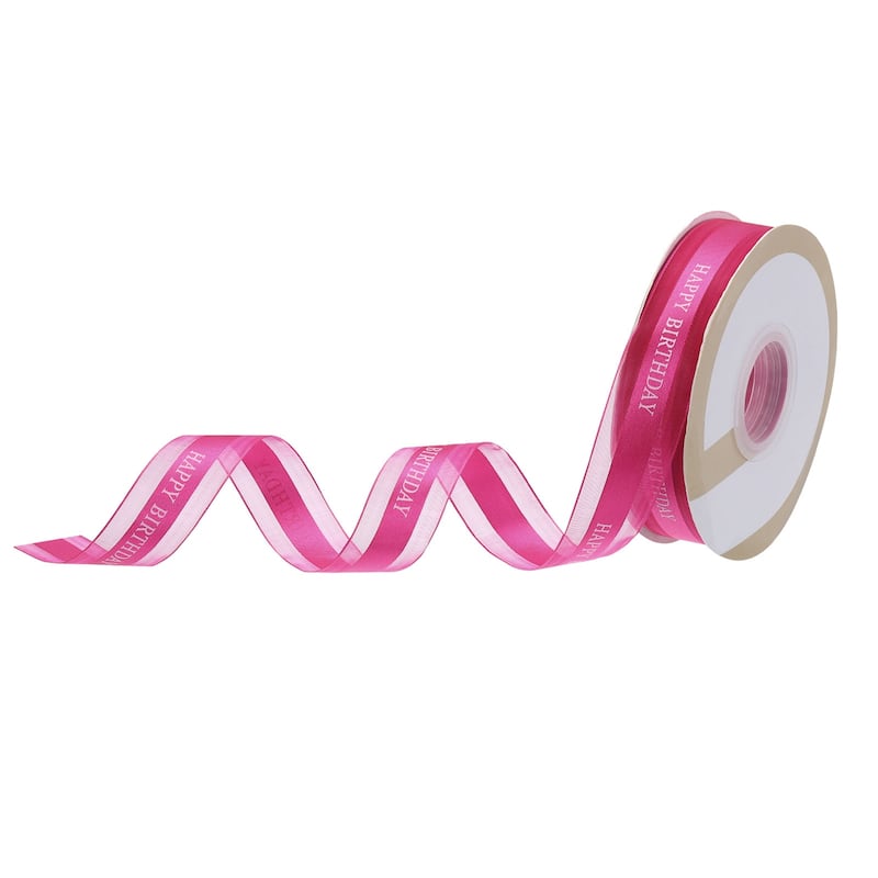 1 Inch Happy Birthday Satin Ribbon 50 Yards Ribbon Roll Bow Decoration - 50 Yards
