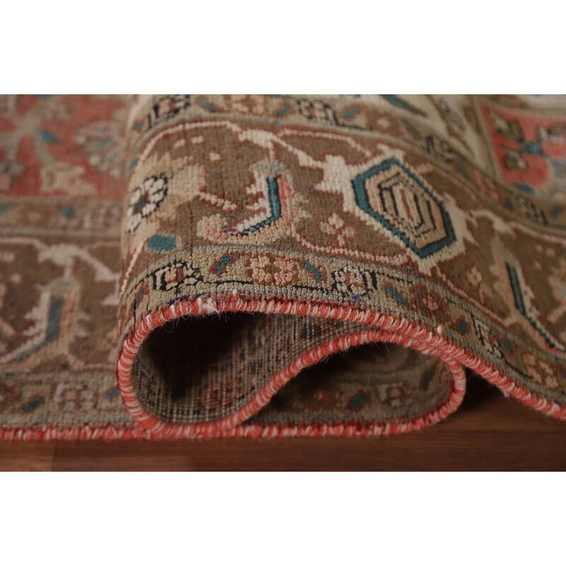 Hand Knotted Oriental 100% Wool Carpet Traditional Floral Red Heriz Area Rug - 9' 3'' X 6' 4''