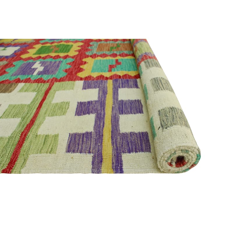 Modern Flatweave Lang Red/Ivory Rug - 5'6" x 8'2"