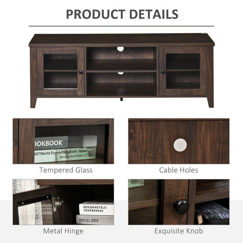 Modern TV Stand with Adjustable Shelves Cable Management and Heavy Duty Capacity - 55" W x 15.5" D x 19.75" H