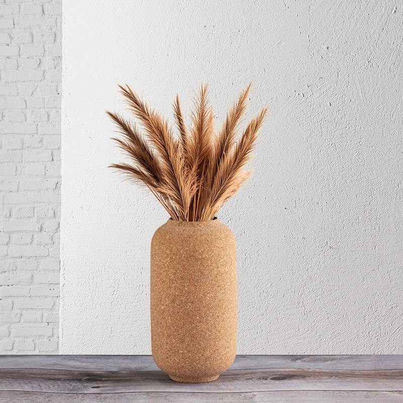Small Cork Wrapped Flower Vase - 10.75" - Beige