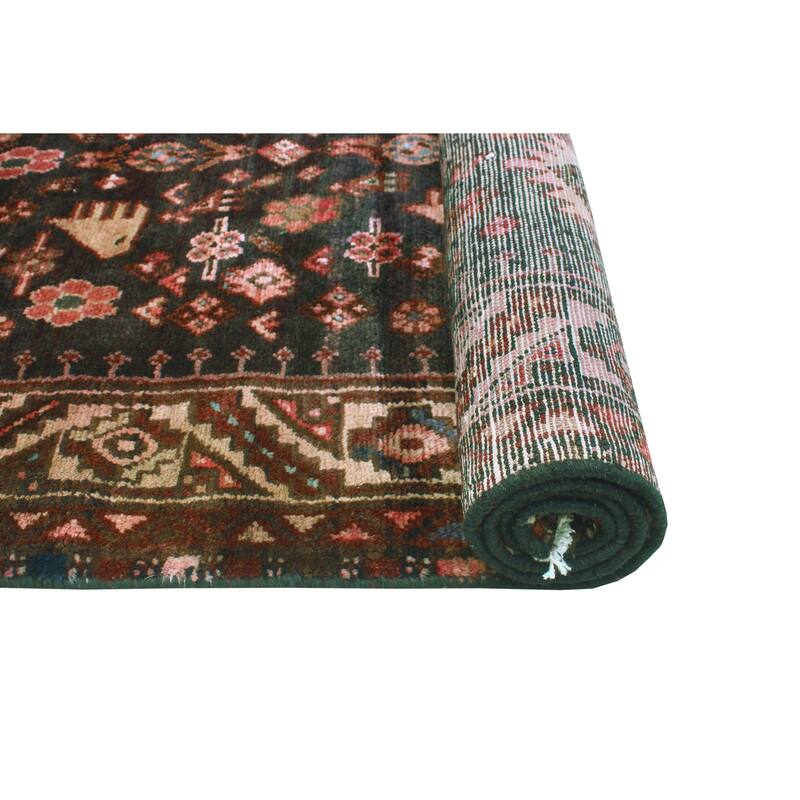 Fine Vintage Distressed Sara Charcoal/Beige Runner - 3'4" x 7'10"