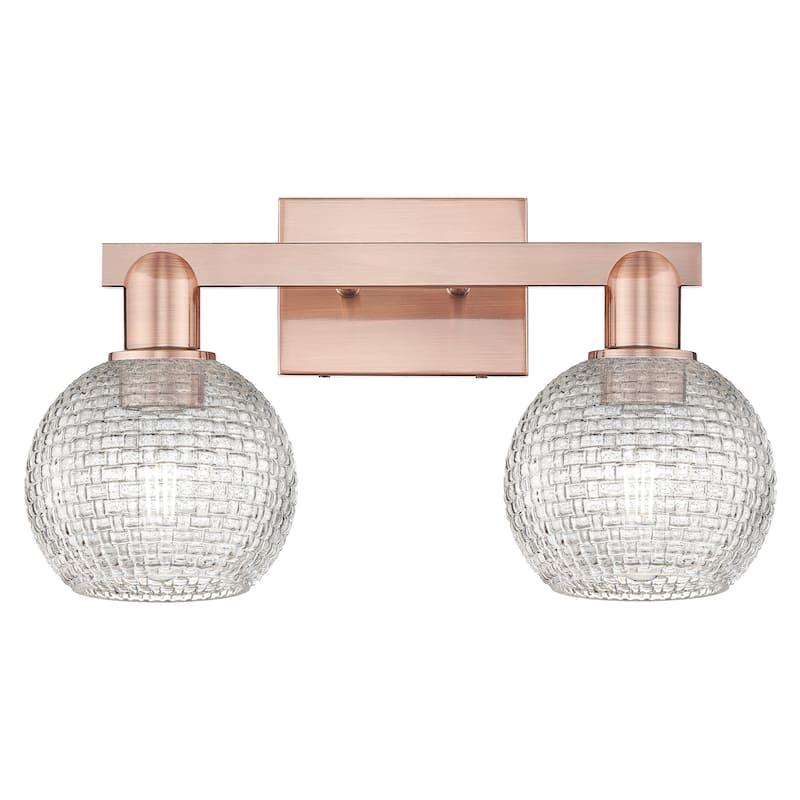 Innovations Lighting 716-2W-10-17 Athens Vanity Athens 2 Light 17" - Antique Copper / Clear Basketweave