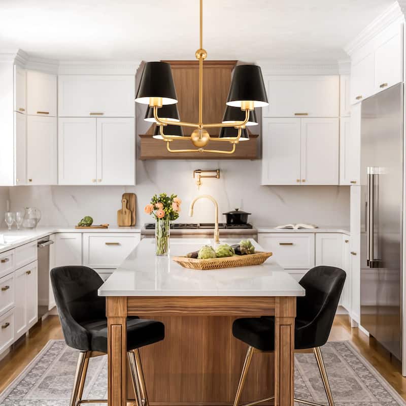 2/6-Light Industrial Vintage Gold and Black Sputnik Cone Large Chandelier for Dining Room