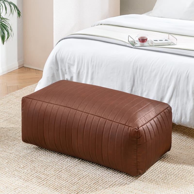 Jani Footrest Bench Ottoman Pouf - Handcrafted for Seating, Footrest, Home Decor for Living Room, Bedroom Pouf - 42" x 22" x 17" - Cognac