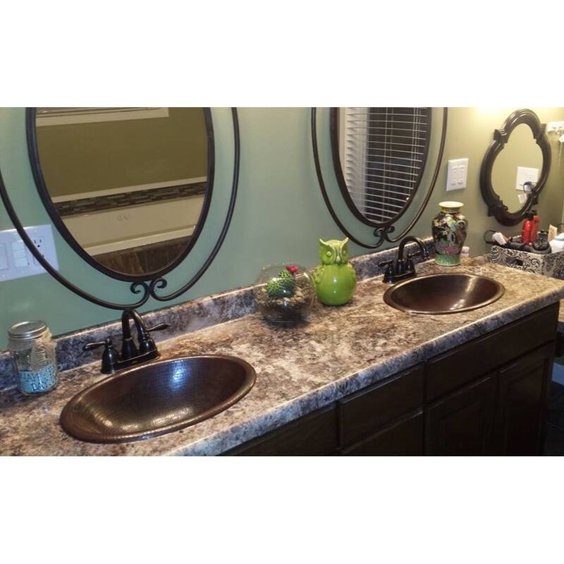 19" Oval Copper Farmhouse Drop-In Bathroom Sink by SimplyCopper - 19" X 14" X 5"