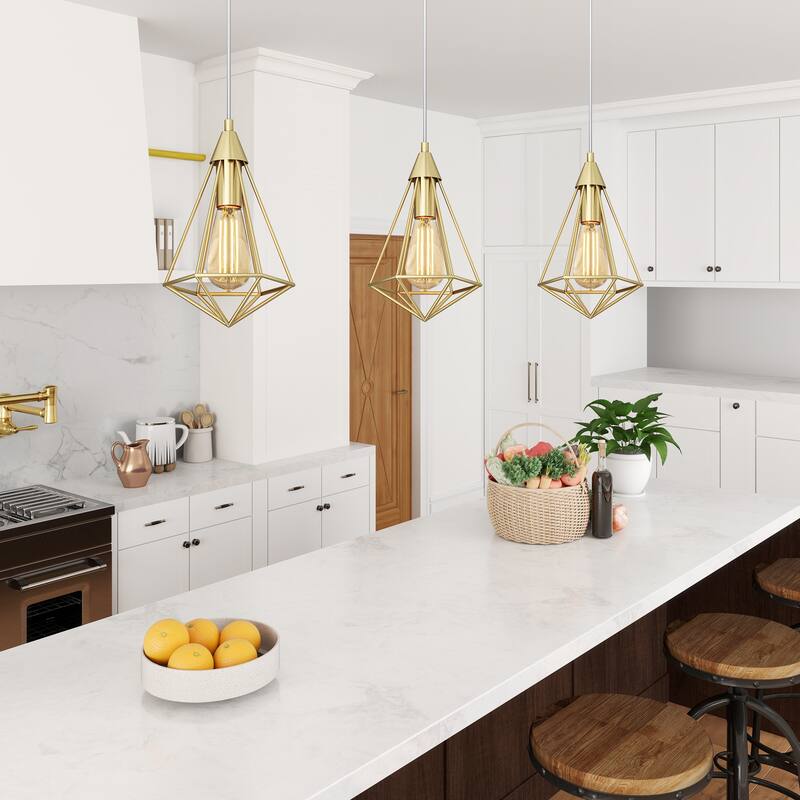 Moasis 2/4 Industrial Pendant Lights, Hanging Lights with E26 Lamp Holder - Set of 4 - Gold