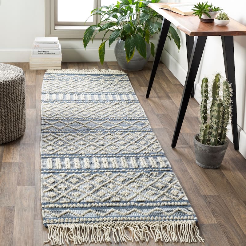 Livabliss Adamsen Handmade Modern Wool Area Rug - Denim - 2' 6" x 8'