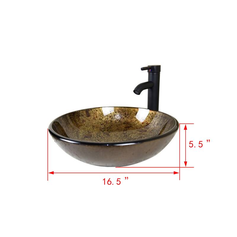 Bathroom Glass Vessel Sink Oil Rubbed Bronze Faucet Drain Combo On
