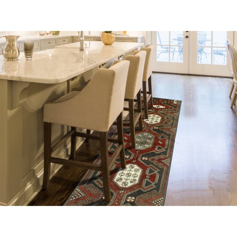 Fine Vintage Distressed Reuel Brown/Charcoal Runner - 2'10" x 10'0"