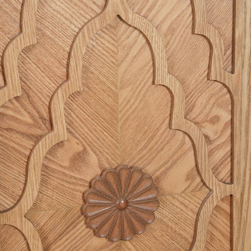 63'' Cabinet with Metal Handle, Carved Flower Doors, Mordern Sideboard Console with Adjustable Shelves for Living Room, Kitchen