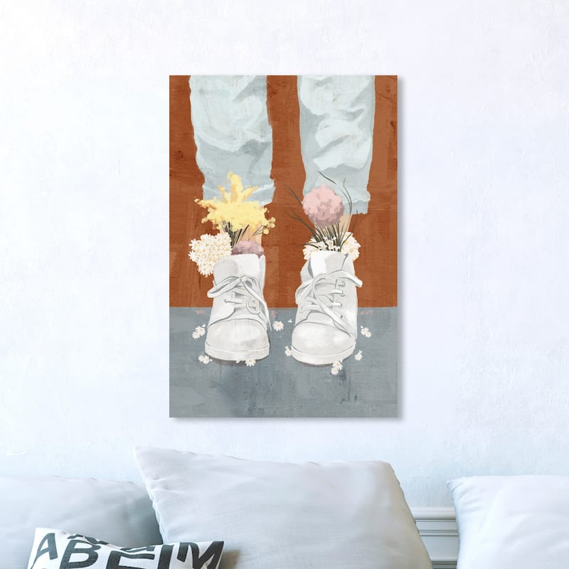 Wynwood Studio 'Her Favorite Kicks' Fashion and Glam Wall Art Canvas Print Shoes - Blue, White - 16 x 24