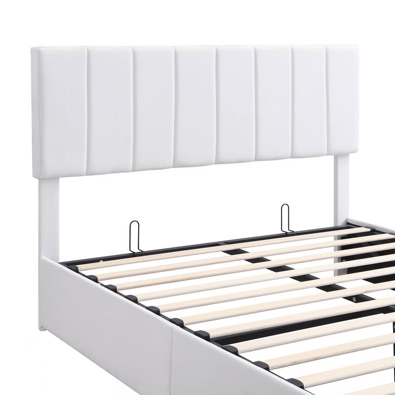 Queen size Upholstered Platform bed with a Hydraulic Storage System