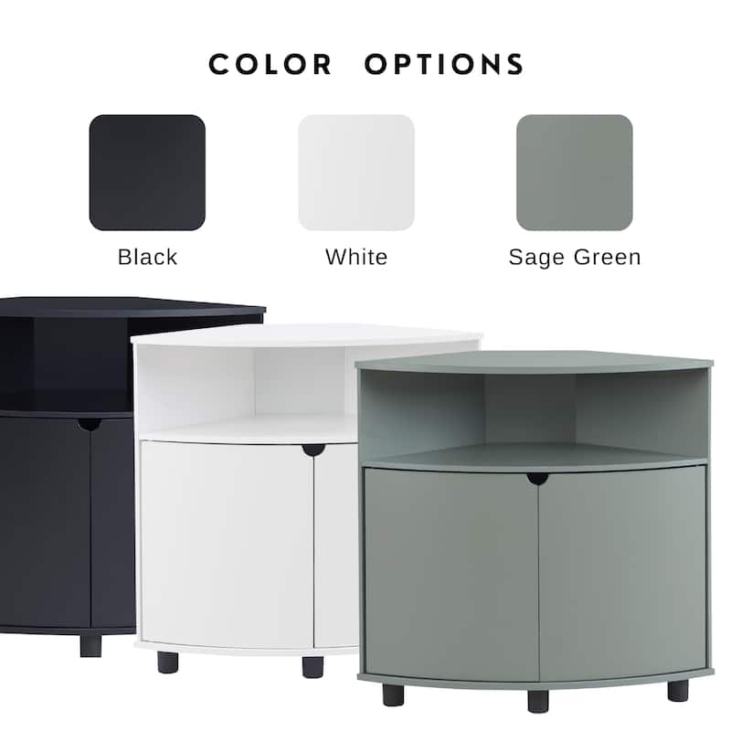 DH BASIC Modern 31-inch LED Corner Accent Cabinet with Open Shelf by Denhour
