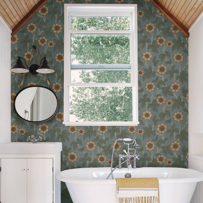 A-Street Prints Leilani Blue Floral Wallpaper