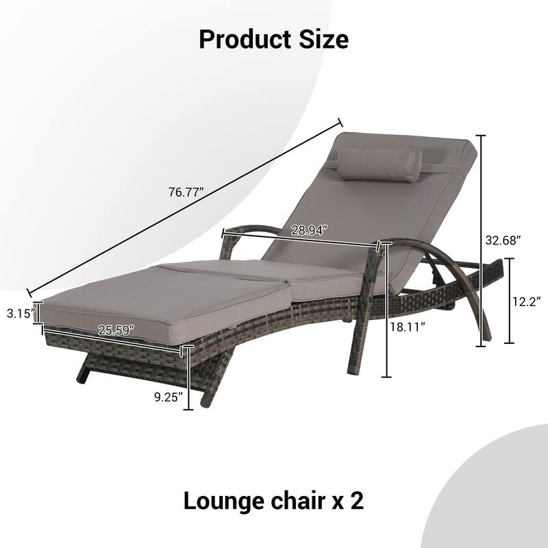 GDFStudio - Eliana Outdoor Recliner Set for Lounging, Sunbathing & Garden Relaxation