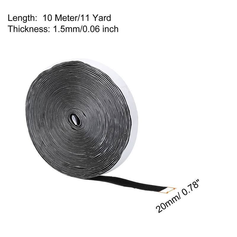 Self Adhesive Cable Ties 10 Meters 20mm Hook and Loop Cord Wraps Black Fasten