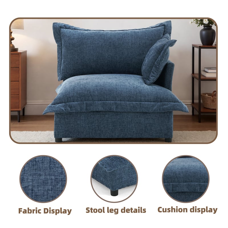 Double Layer Cushion Comfy Cloud Modular Sectional Sofa Couch Ottoman