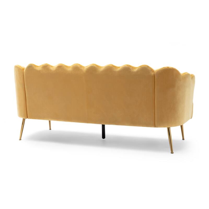 Reitz Glam Velvet Shell 3 Seater Sofa by Christopher Knight Home - 76.25" L x 29.25" W x 33.50" H