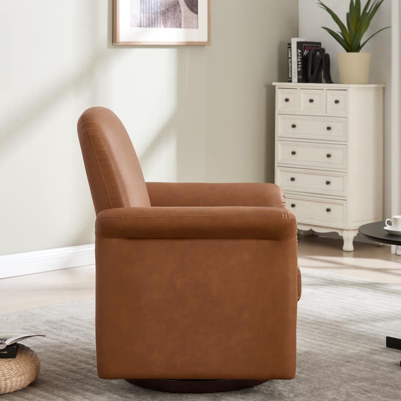 Modern Barrel Armchair with Wood Base for Bedroom