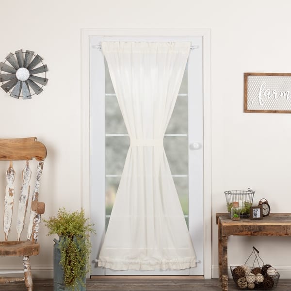 slide 2 of 5, Tobacco Cloth Fringed Door Panel - Door Panel 72x40 - Door Panel 72x40