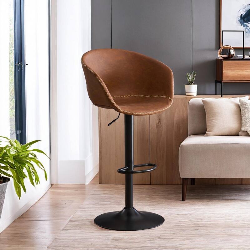 Adjustable Swivel Bar Stools,Modern PU Leather Upholstered Counter Height Bar Stool,Kitchen Barstools with Minimalism style