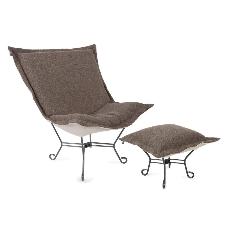 Allan Andrews Scroll Puff Chair with Titanium Frame, Barbet Collection
