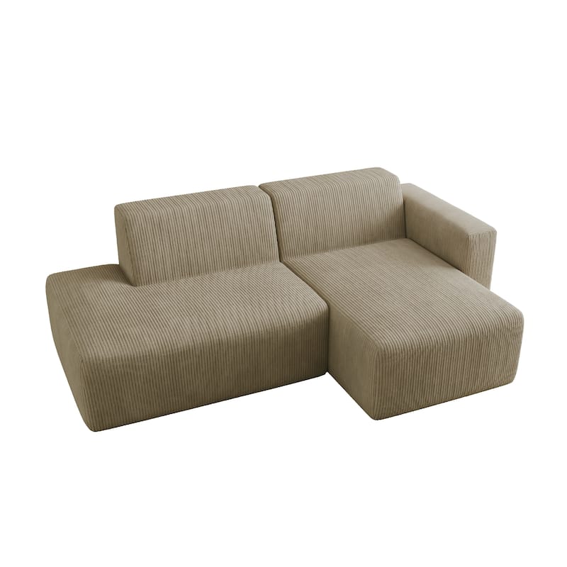 Modern Corduroy Non-Assembly L-Shaped Sectional Sofa Couch with Chaise